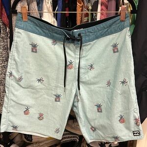 Billabong Blue Striped Swim Trunks